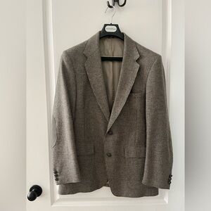 Men's Gray Plaid Blazer with Elbow Patches